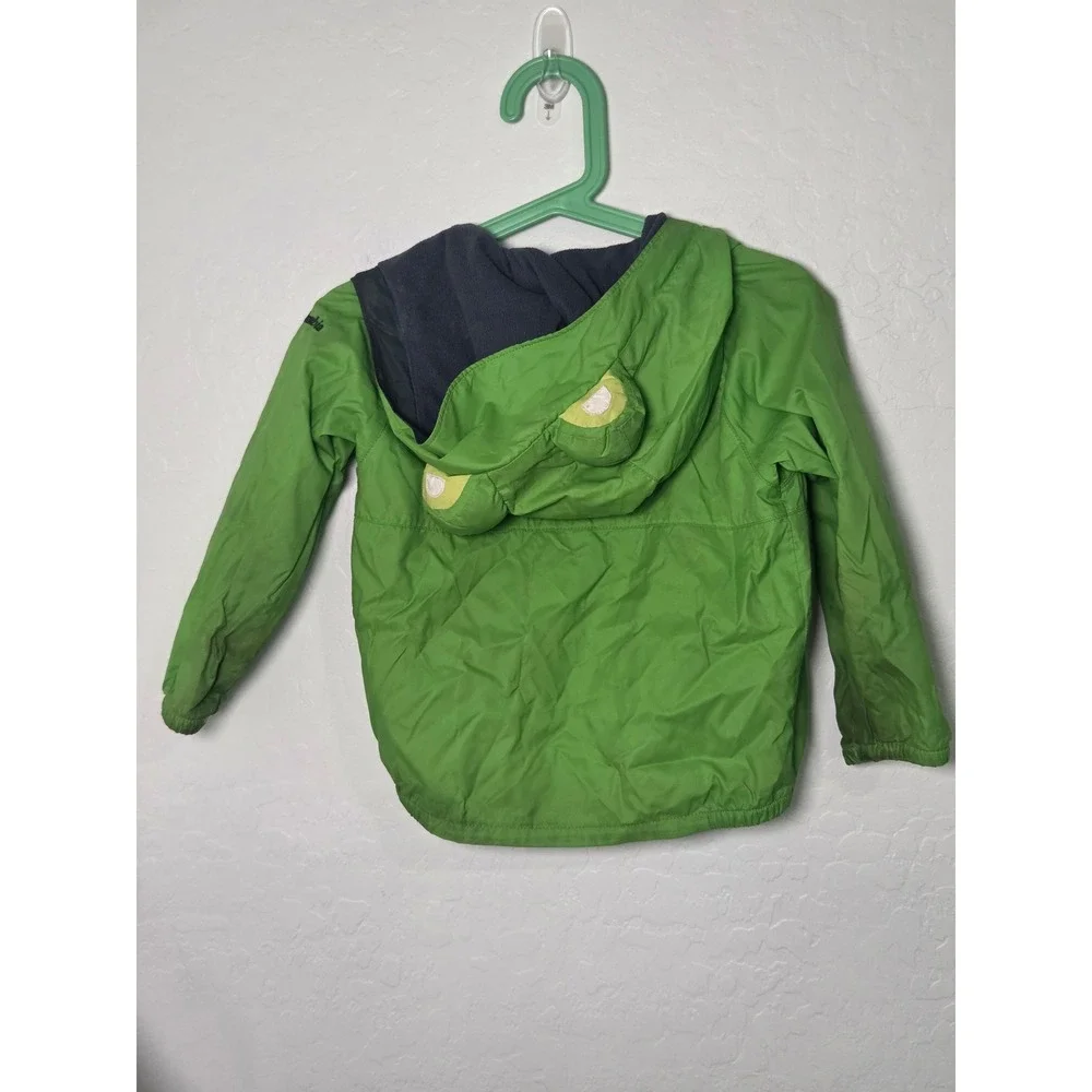 Columbia Toddler Frog Hooded Windbreaker Jacket Green Navy Blue 2T Rain Coat